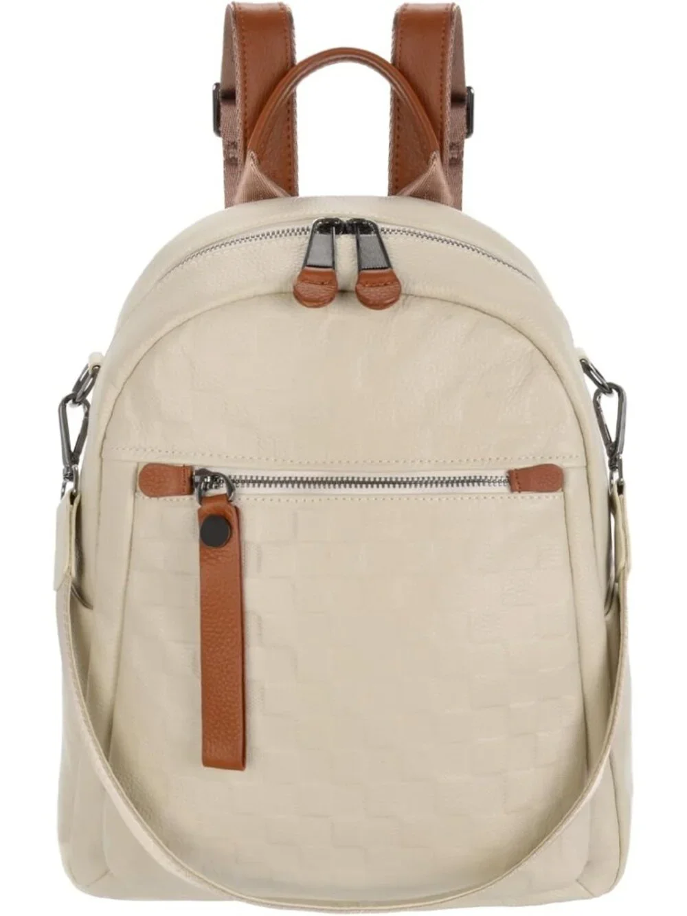 Stylish Quilted Genuine Leather Backpack Purse for Women - Multi-functional
